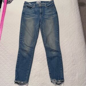 PAIGE Hoxton Crop Distressed Hem Denim Jeans Size 28